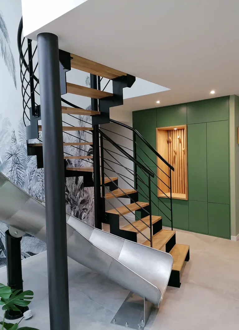 escalier bois industriel